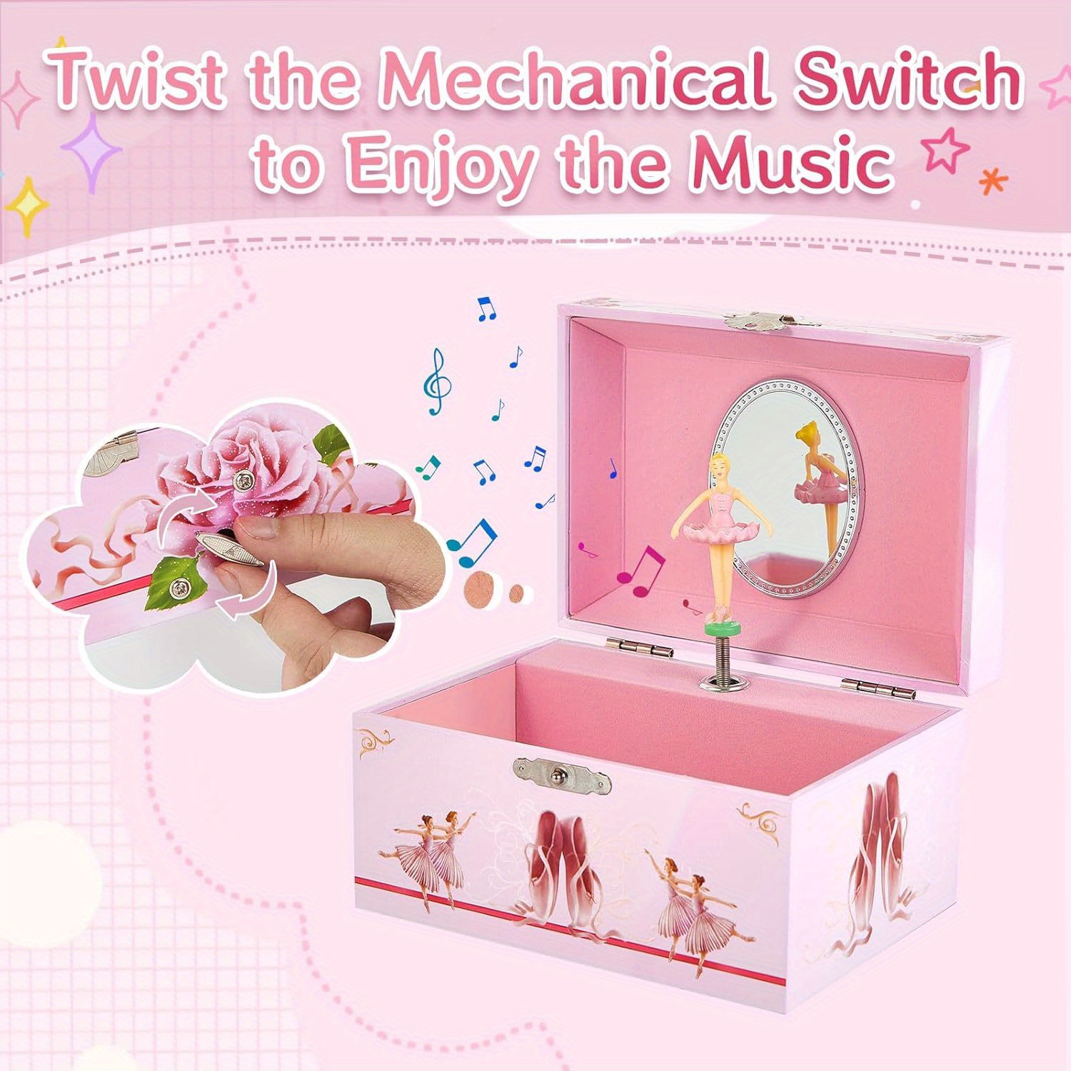 Ballet Jewelry Box, Pink Music Box, Elegant Gift